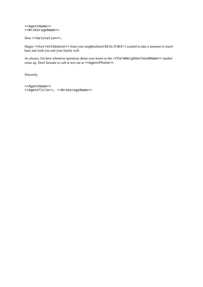 Preview of the Seasonal Greeting template