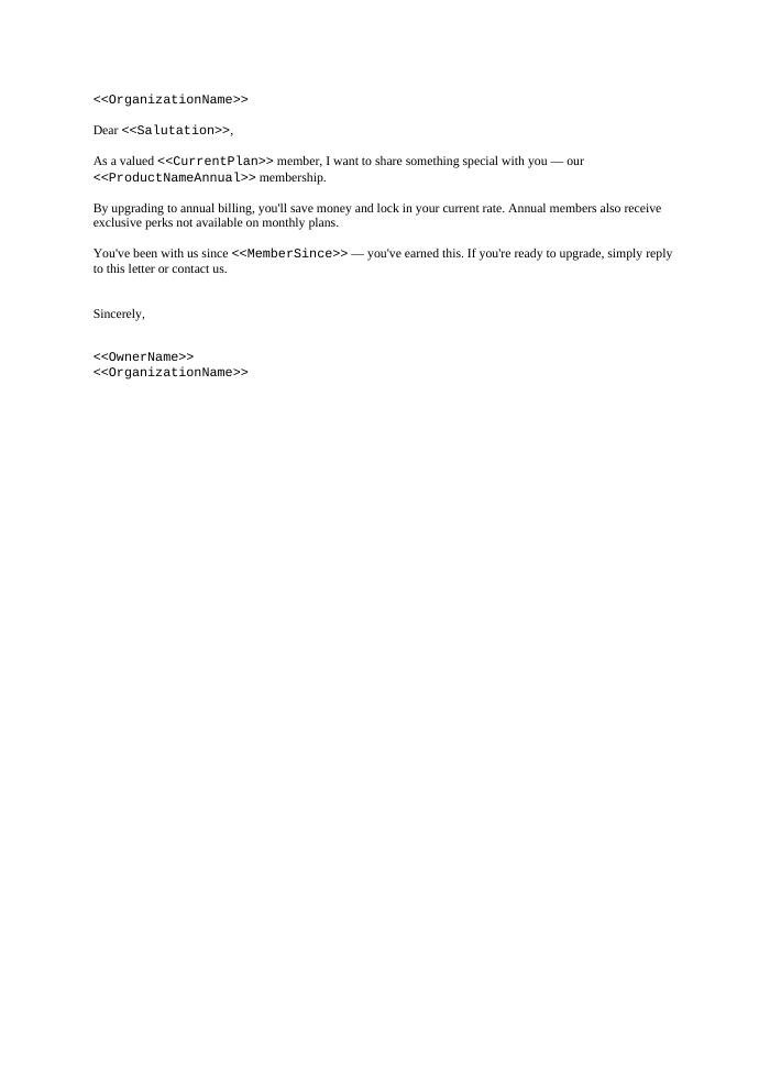 Preview of the Upgrade to Annual template