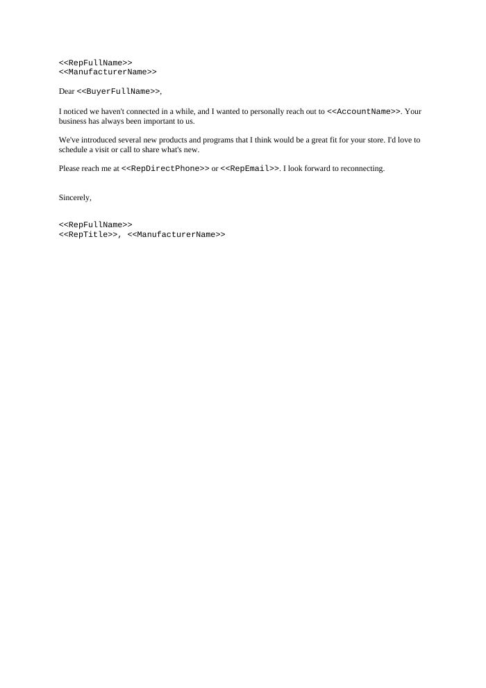 Preview of the Re-Engagement Letter template